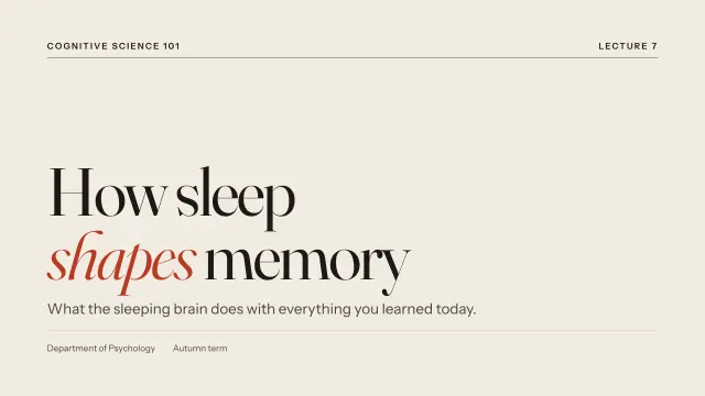 How Sleep Shapes Memory, slide 1