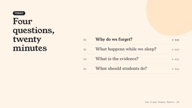 Bloom theme: Agenda — four questions
