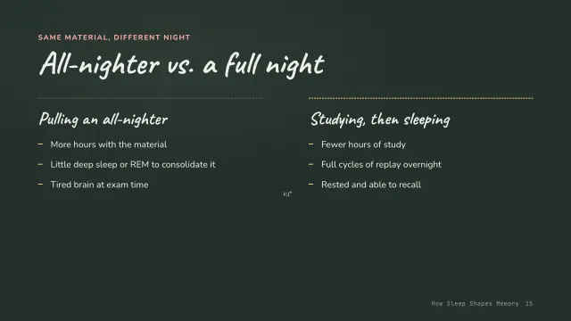Chalk theme: Compare — all-nighter vs. a full night