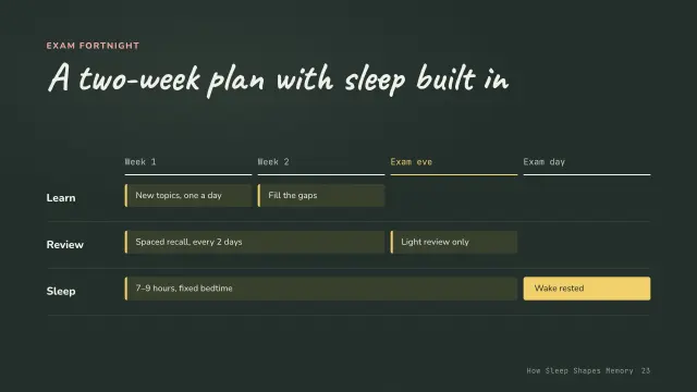 Chalk theme: Roadmap — a two-week exam plan