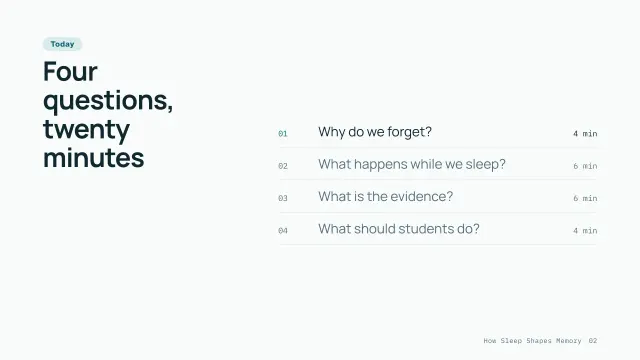 Clinic theme: Agenda — four questions