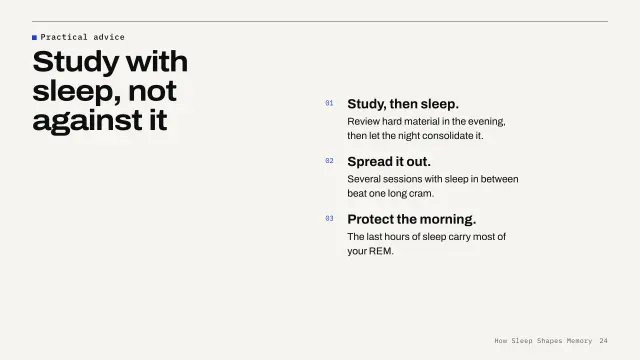 Grid theme: List — study with sleep